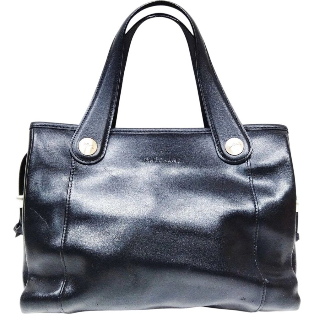 (L3) Longchamp Hand Bag Black Leather